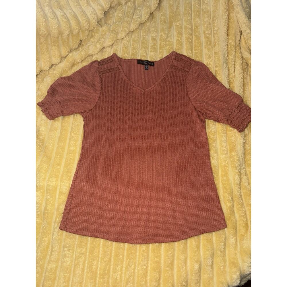 Women’s Orange Fall Blouse Shirt Fred David Size Small